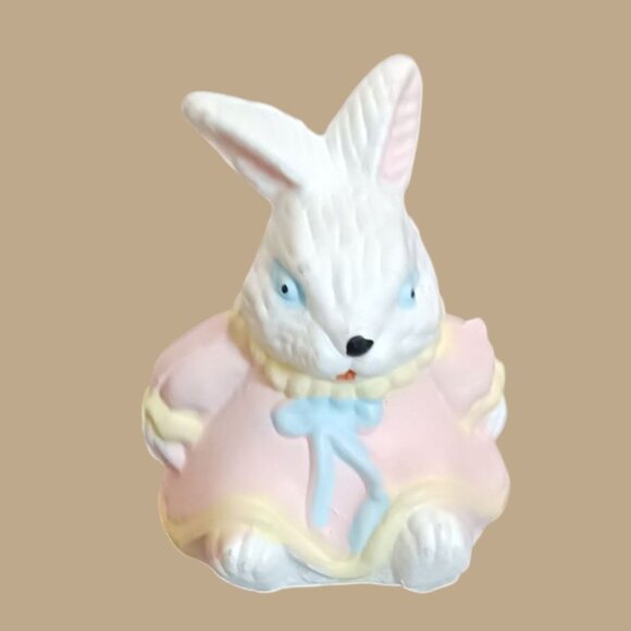 Vtg mini Easter Bunnies Figurines & Decorations Set 10pcs Pastel Colors - Picture 8 of 10